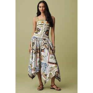 Farm Rio Multicolor Latin Trip Scarves Organic Cotton Midi Dress Size XL New